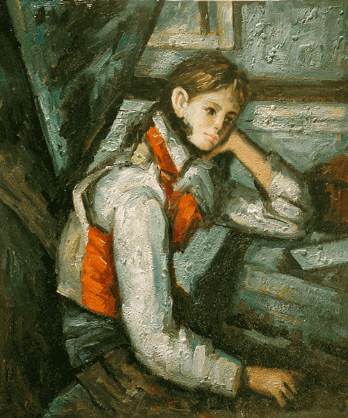 Boy in a Red Waistcoat Leaning on his Elbow by Paul Cezanne